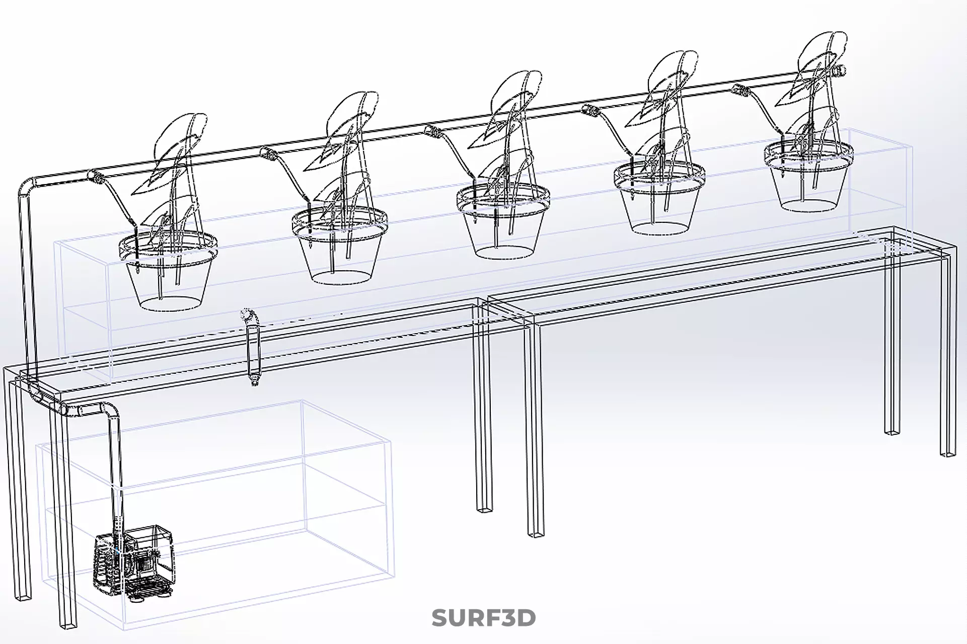 HYDROPONIC GROWTH PLANT FARMING DRIP IRRIGATION SYSTEM GARDENING 3D model_38