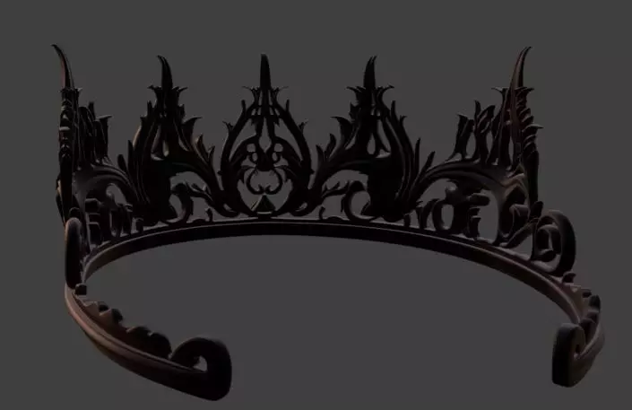 Black Fantasy Crown Gothic LARP Cosplay Costume 3D print model_2