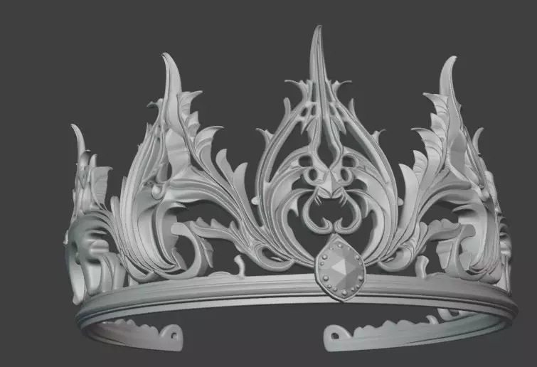 Black Fantasy Crown Gothic LARP Cosplay Costume 3D print model_5