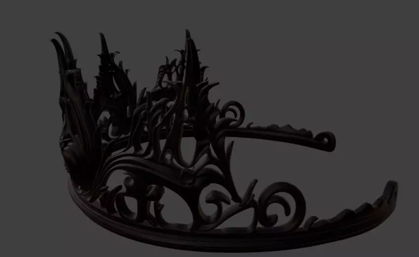 Black Fantasy Crown Gothic LARP Cosplay Costume 3D print model_1