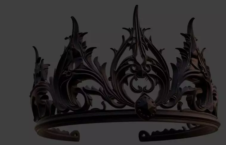 Black Fantasy Crown Gothic LARP Cosplay Costume 3D print model_4