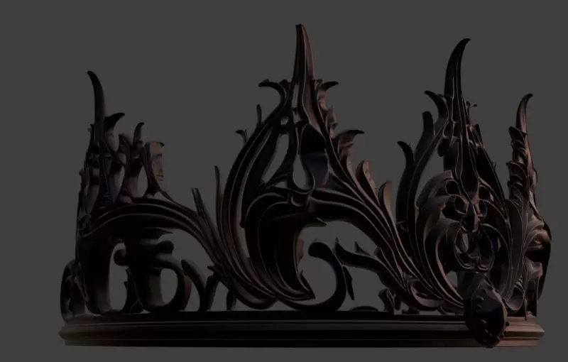 Black Fantasy Crown Gothic LARP Cosplay Costume 3D print model_3