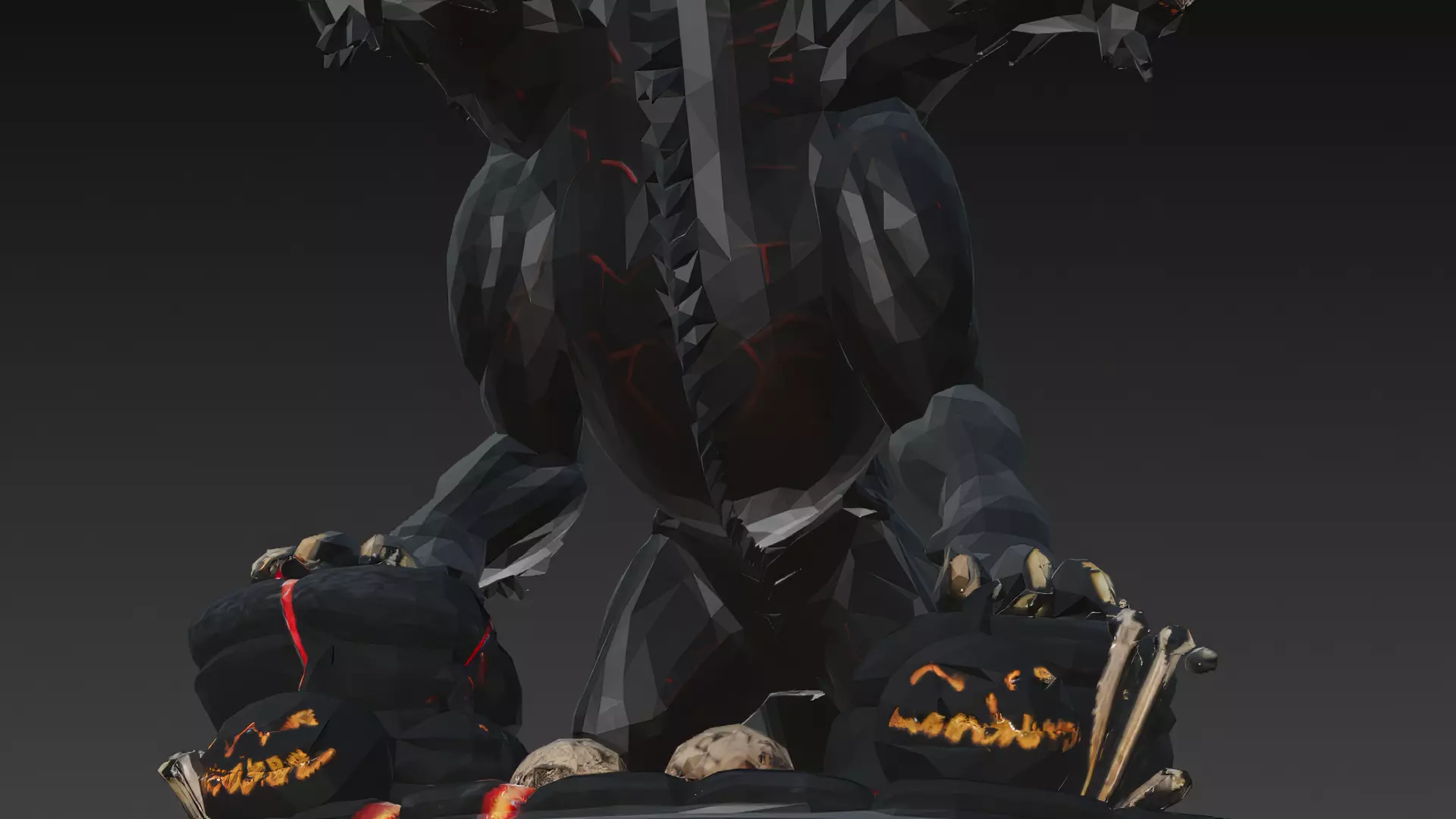 Horror Statue Three Headed Hellhound 3D Model Cerberus Low-poly 3D model_9