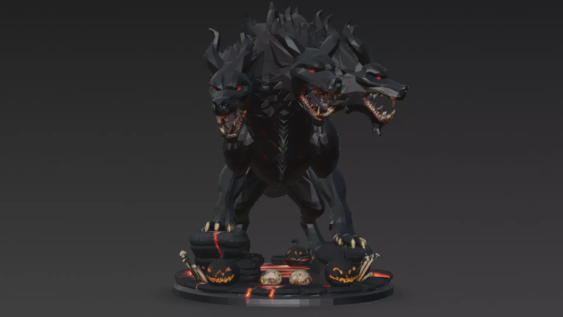 Horror Statue Three Headed Hellhound 3D Model Cerberus Low-poly 3D model_1