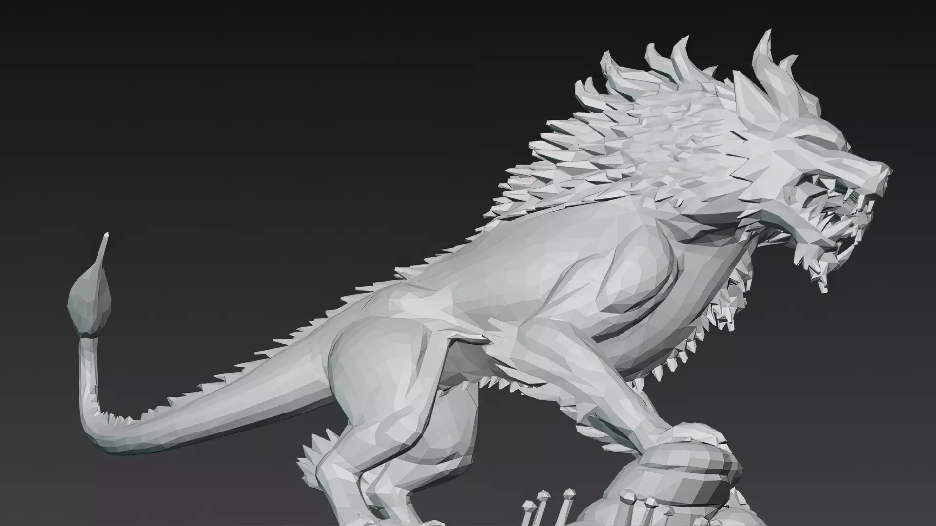 Horror Statue Three Headed Hellhound 3D Model Cerberus Low-poly 3D model_11