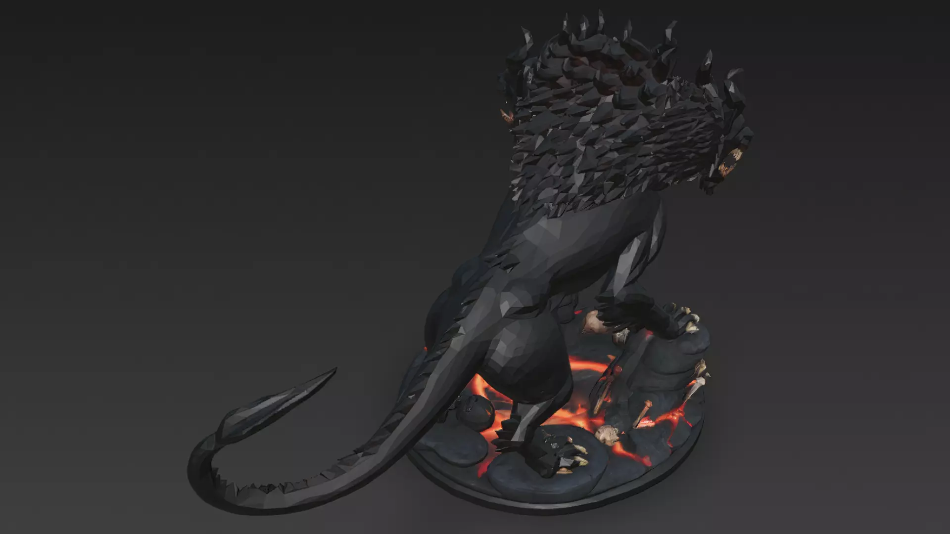 Horror Statue Three Headed Hellhound 3D Model Cerberus Low-poly 3D model_3