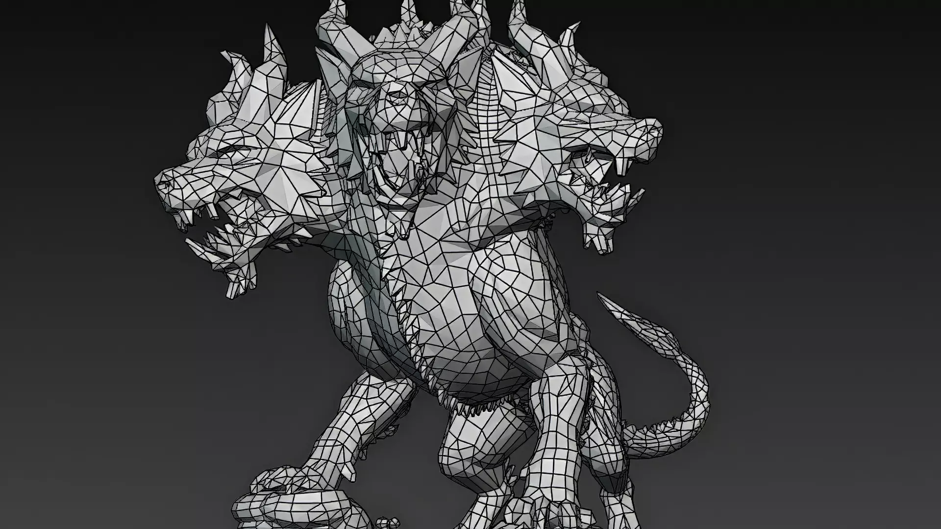 Horror Statue Three Headed Hellhound 3D Model Cerberus Low-poly 3D model_13