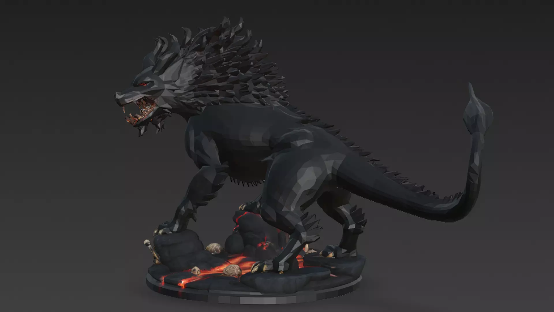 Horror Statue Three Headed Hellhound 3D Model Cerberus Low-poly 3D model_4