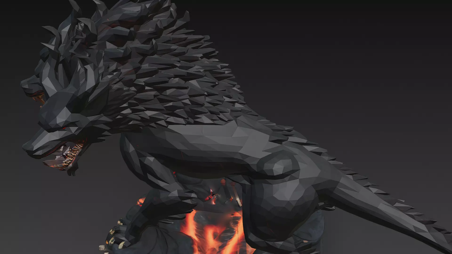 Horror Statue Three Headed Hellhound 3D Model Cerberus Low-poly 3D model_8