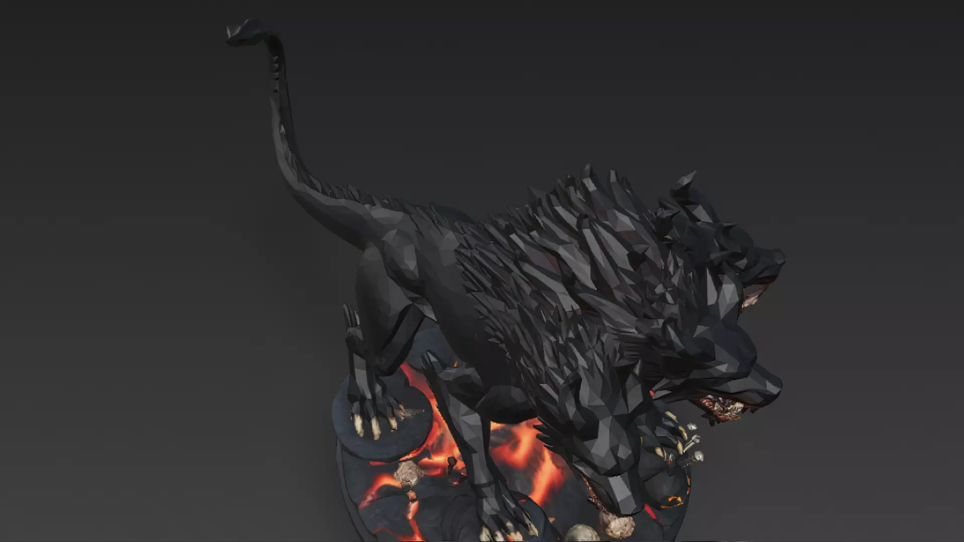 Horror Statue Three Headed Hellhound 3D Model Cerberus Low-poly 3D model_6
