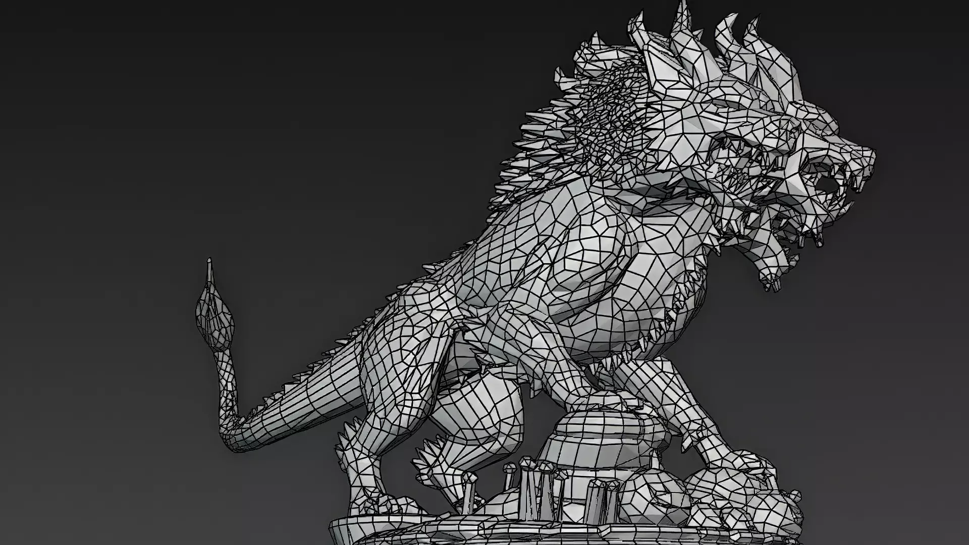 Horror Statue Three Headed Hellhound 3D Model Cerberus Low-poly 3D model_14