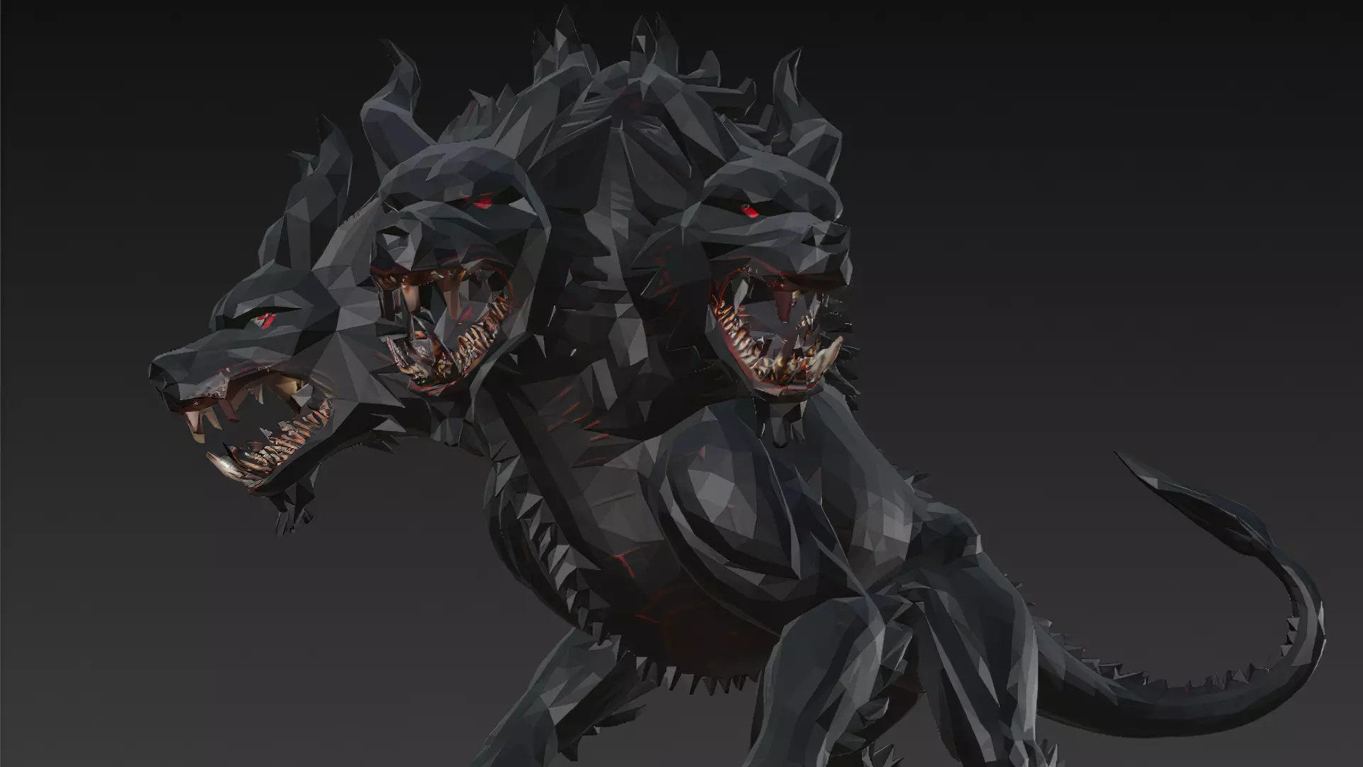 Horror Statue Three Headed Hellhound 3D Model Cerberus Low-poly 3D model_5