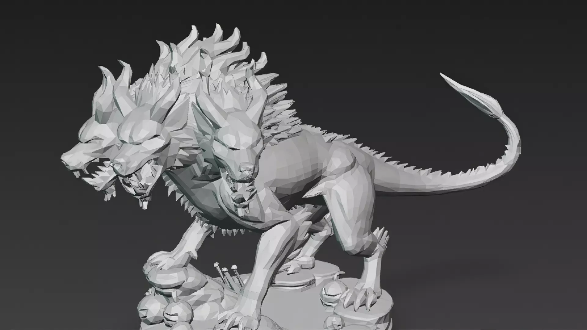 Horror Statue Three Headed Hellhound 3D Model Cerberus Low-poly 3D model_10