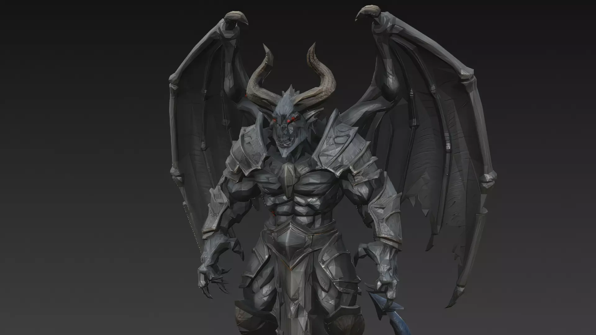 Horror Statue Demon 3D Model Low-poly 3D model_6