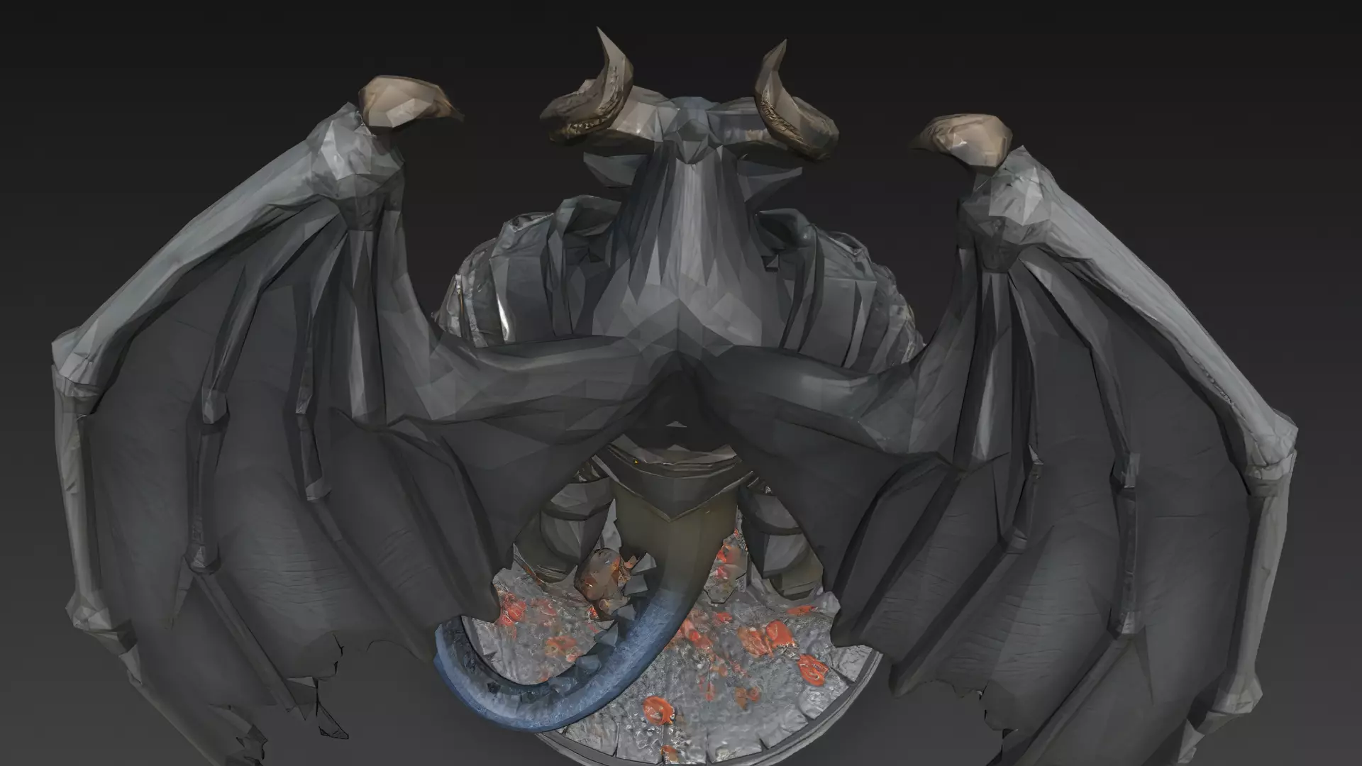 Horror Statue Demon 3D Model Low-poly 3D model_8