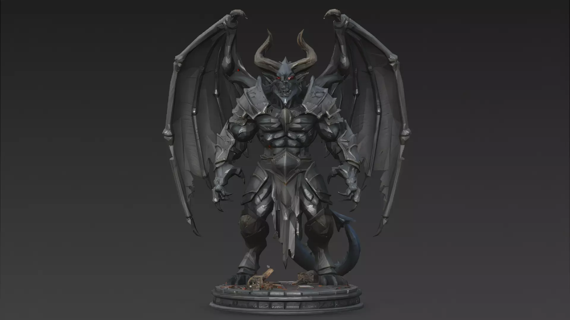 Horror Statue Demon 3D Model Low-poly 3D model_0