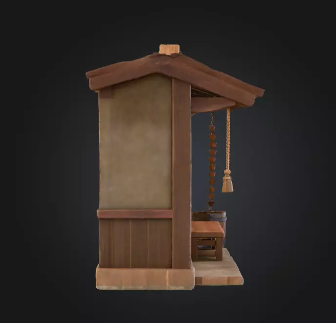 Mountain Tea House Slice Japanese Style Low-poly 3D model_6