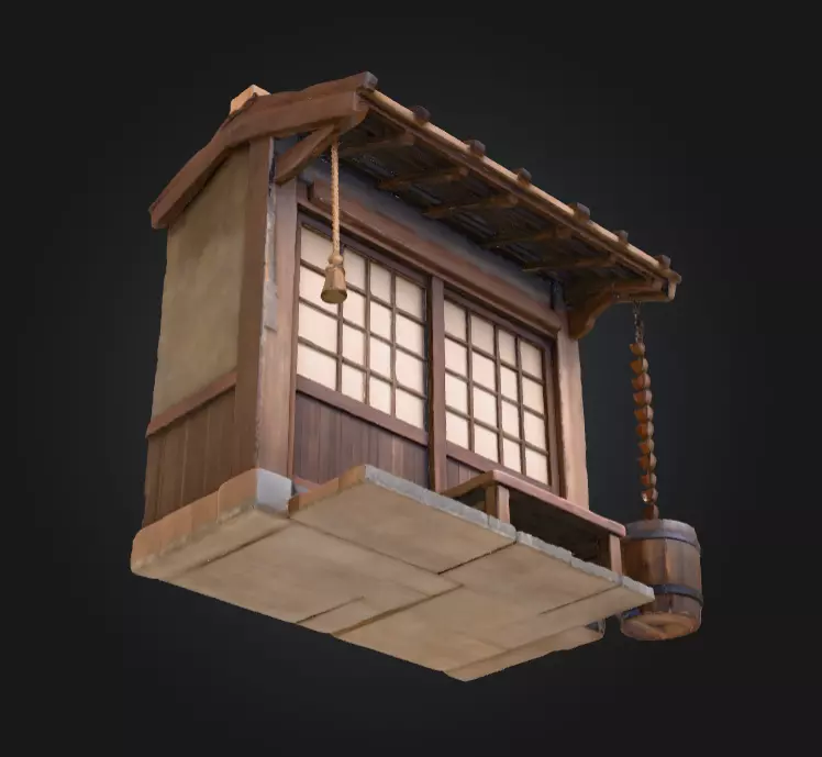 Mountain Tea House Slice Japanese Style Low-poly 3D model_14