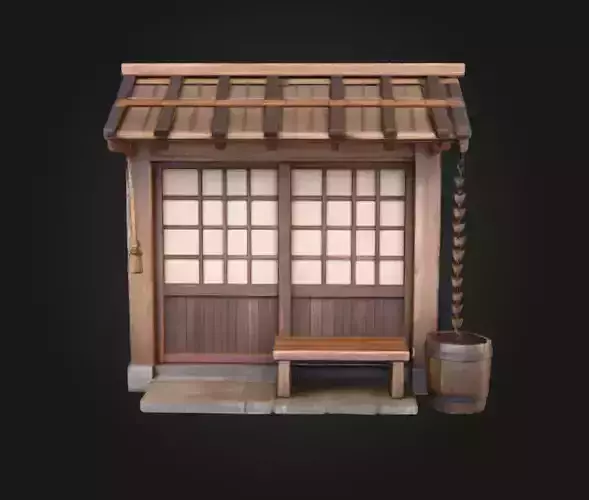 Mountain Tea House Slice Japanese Style Low-poly 3D model Mountain Tea House Slice Japanese Style Low-poly 3D model