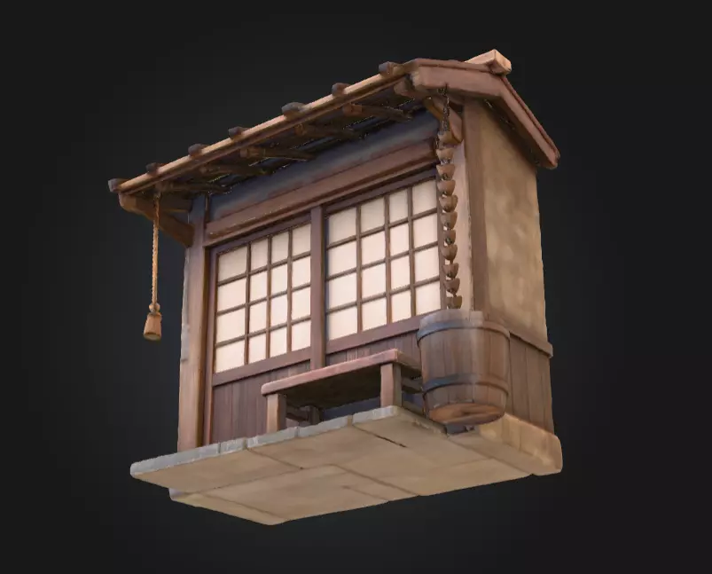 Mountain Tea House Slice Japanese Style Low-poly 3D model_13