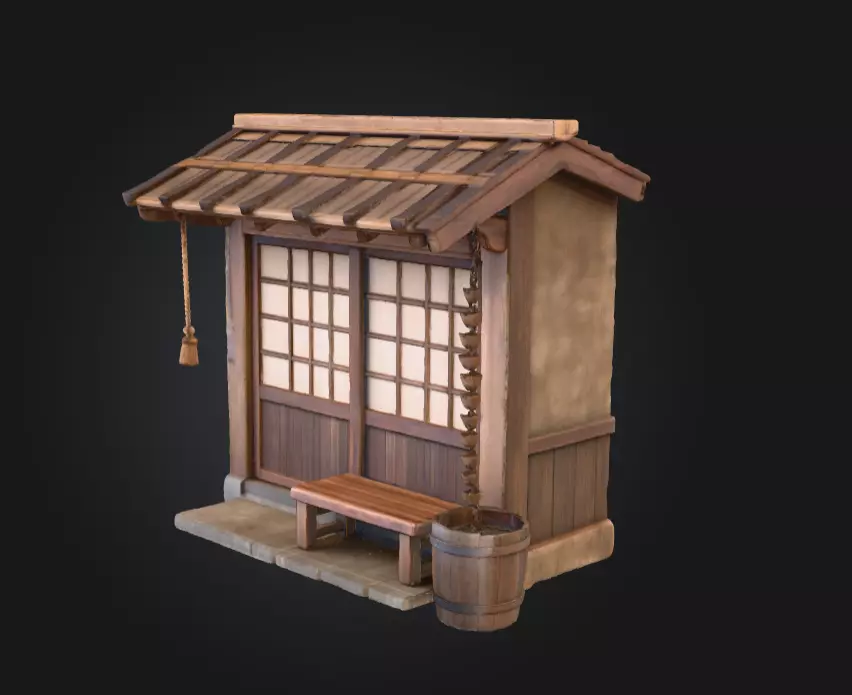 Mountain Tea House Slice Japanese Style Low-poly 3D model_1