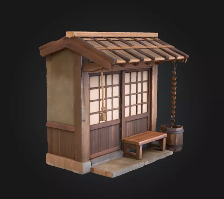 Mountain Tea House Slice Japanese Style Low-poly 3D model_7