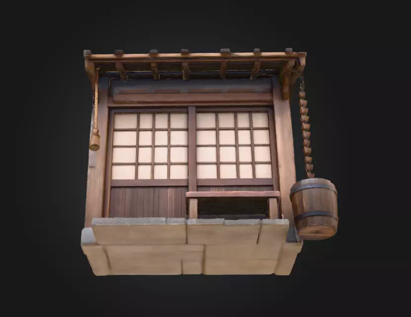 Mountain Tea House Slice Japanese Style Low-poly 3D model_12