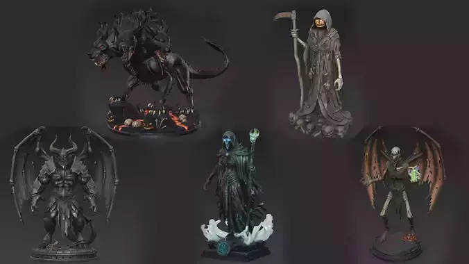 Horror Statue Mega Pack 3D Models