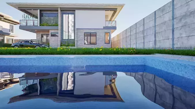Villas Exterior And Interior Low-poly 3D model 2