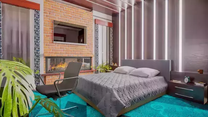 Villas Exterior And Interior Low-poly 3D model 4