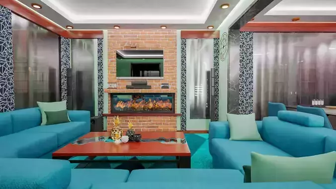 Villas Exterior And Interior Low-poly 3D model 3