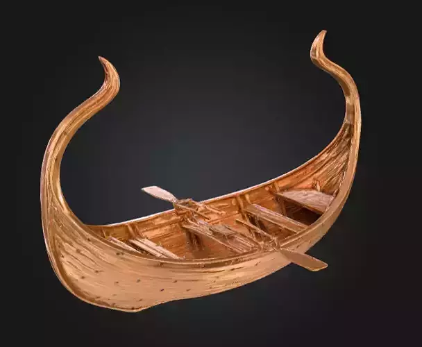 Golden Viking Longboat Low-poly 3D model