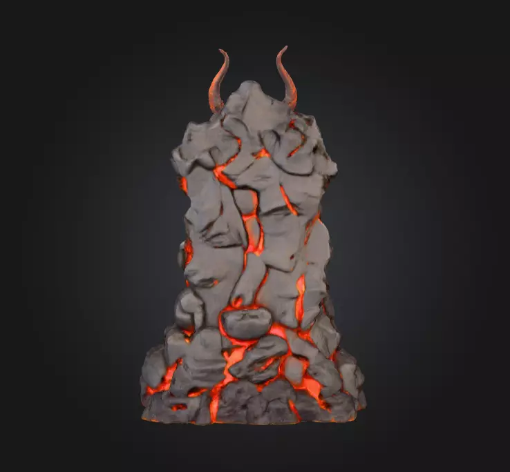 Infernal Lava Throne Low-poly 3D model_5