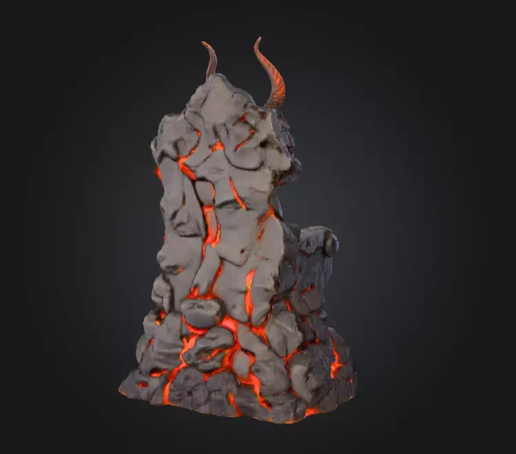 Infernal Lava Throne Low-poly 3D model_4