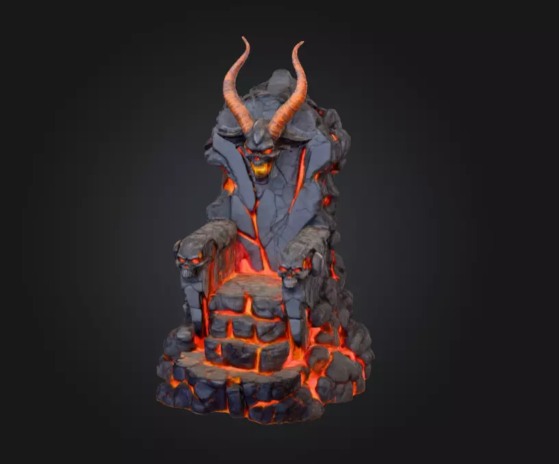 Infernal Lava Throne Low-poly 3D model_0
