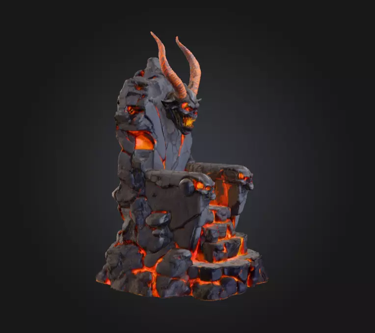 Infernal Lava Throne Low-poly 3D model_2