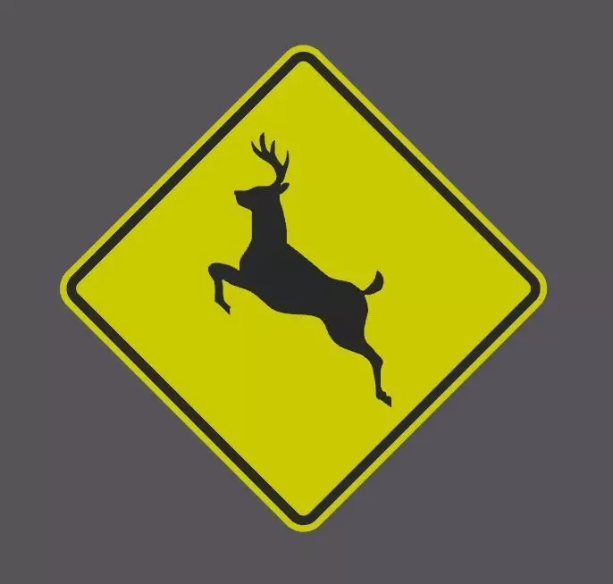 Buck Crossing Sign Fridge Magnet or Scalable Wall Outdoor Sign 3D print model