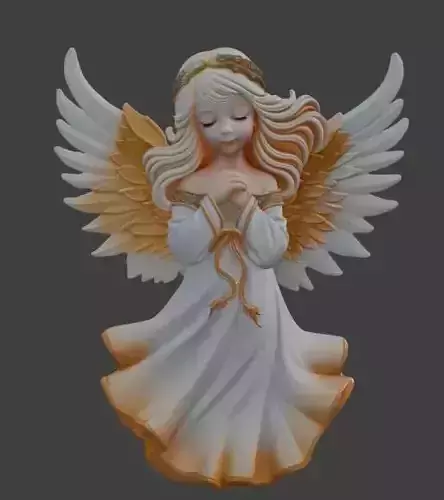 Graceful Angel Statue with Golden Wings