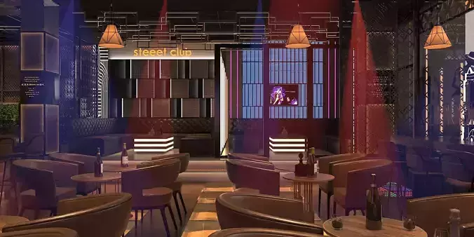 nightclub interior of with neon lights 26