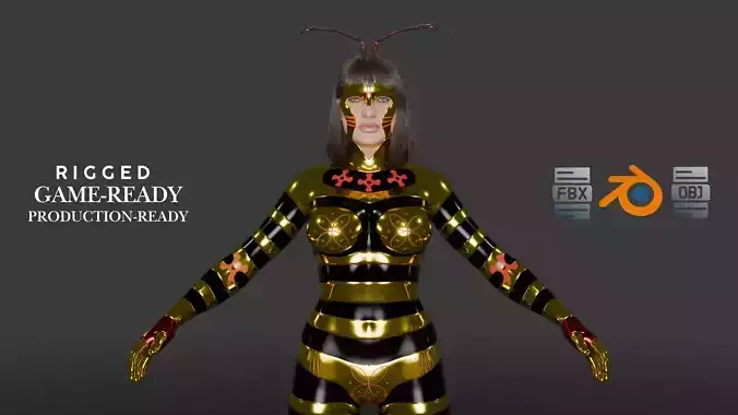 Queen Bee Superhero Game-Ready 3D Character