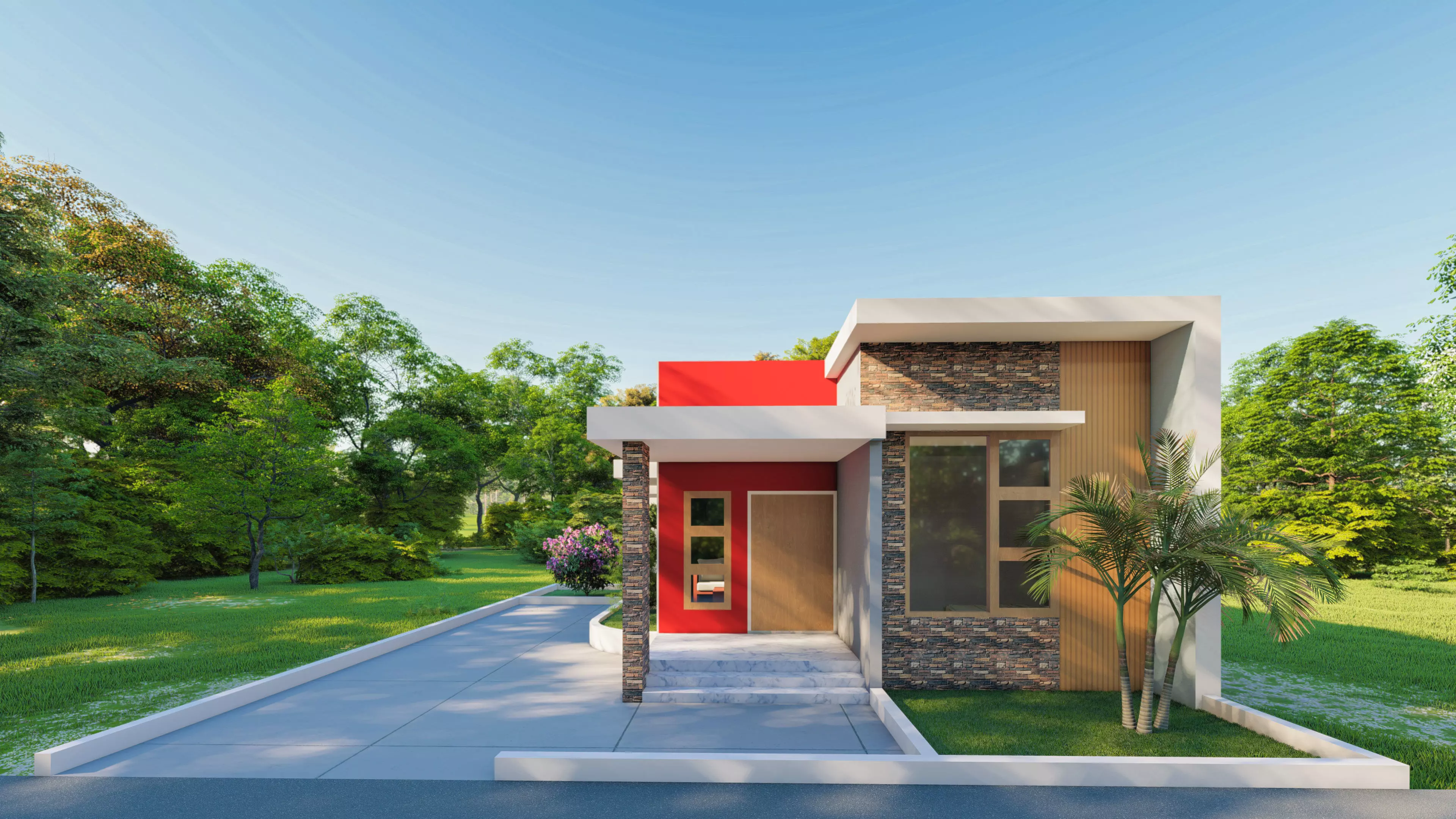 3D minimalist house 3D model_0