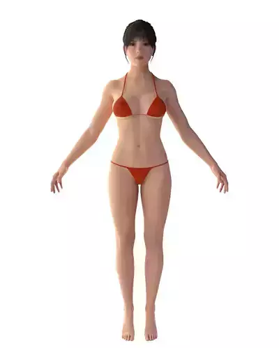 Female Character in Red Bikini - Blender