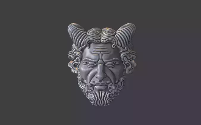 devil face ring pagan pan ring silver ring v2