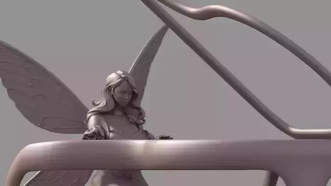 Butterfly girl play the piano