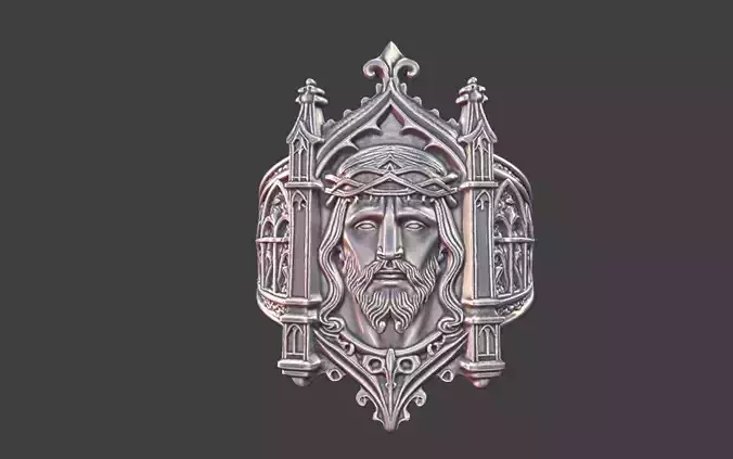 gothic church jesus ring ornate antique ring 3D print model