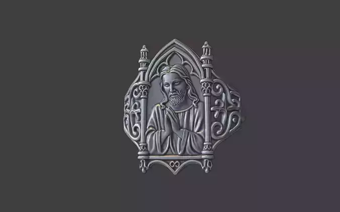 gothic church jesus ring ornate antique ring v2