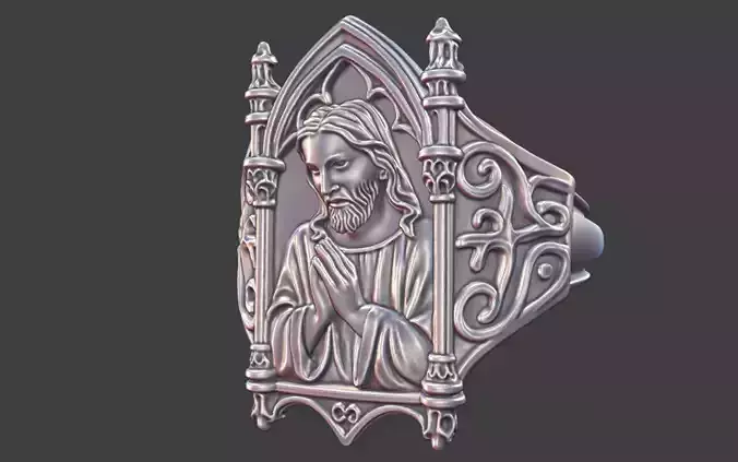 gothic church jesus ring ornate antique ring v2