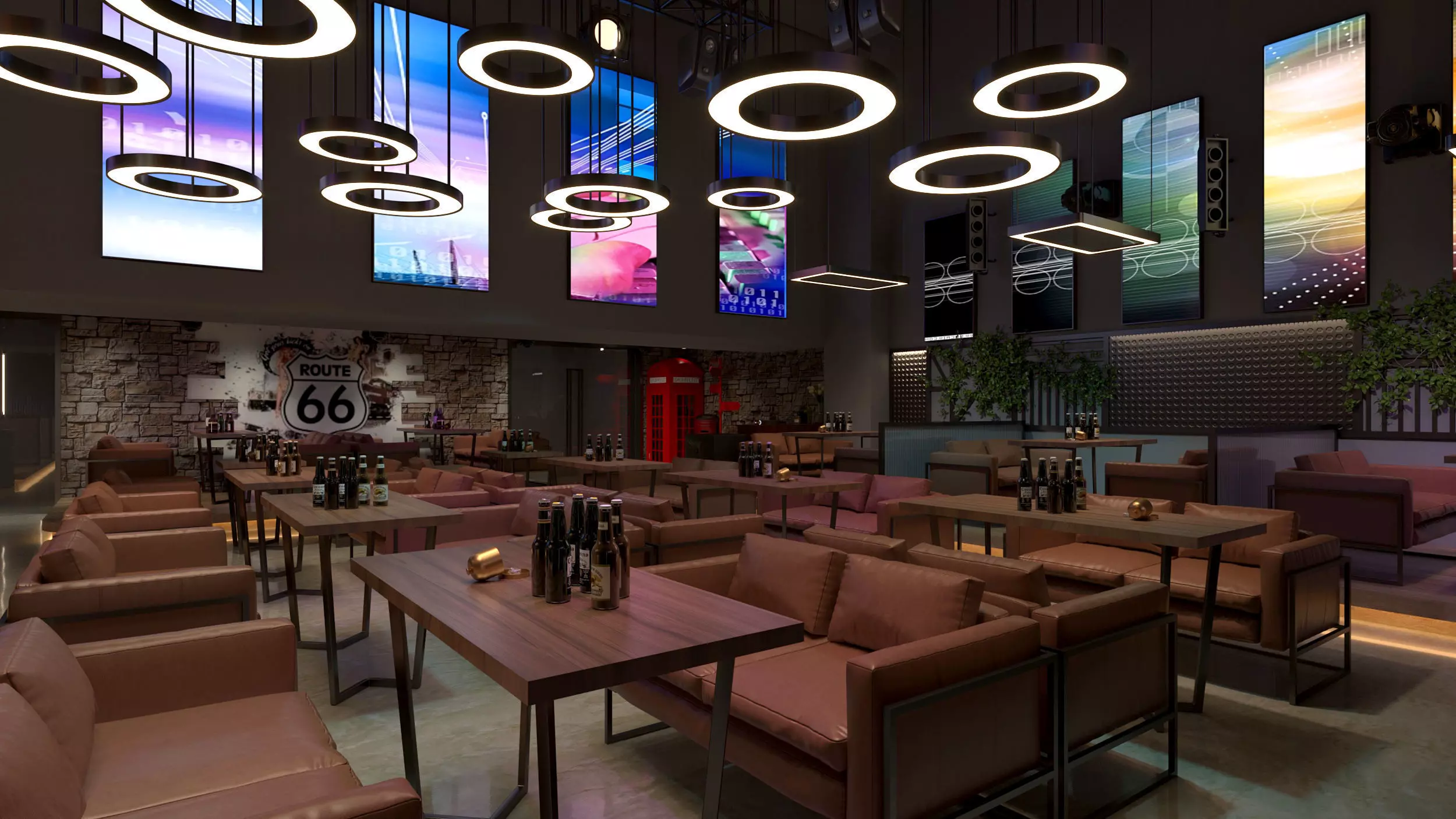 Restaurant Cafe Bar Pub Scene Render Ready 3D model_1