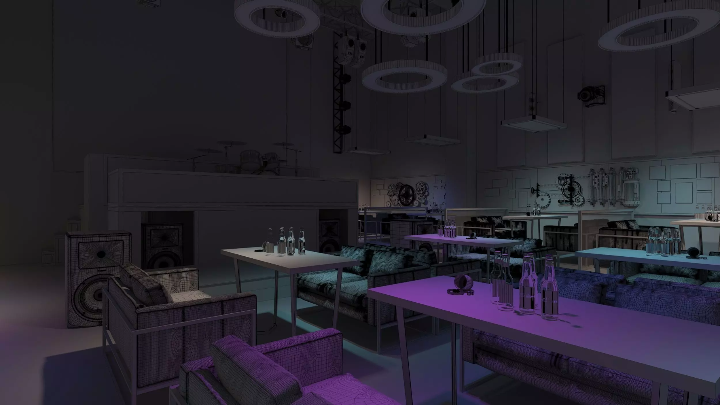 Restaurant Cafe Bar Pub Scene Render Ready 3D model_4