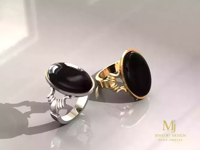 Mens Ring Black Stone Size 59 62